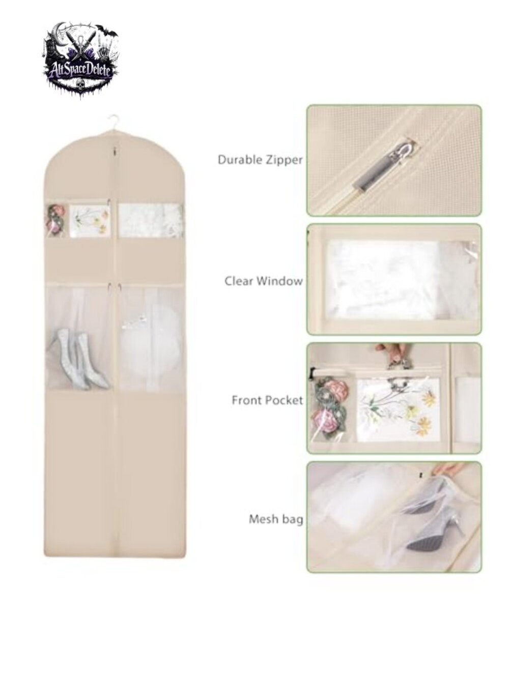 72" Wedding Dress Garment Bag Oxford Fabric Water Resistant Gown Travel Storage - Picture 3 of 5